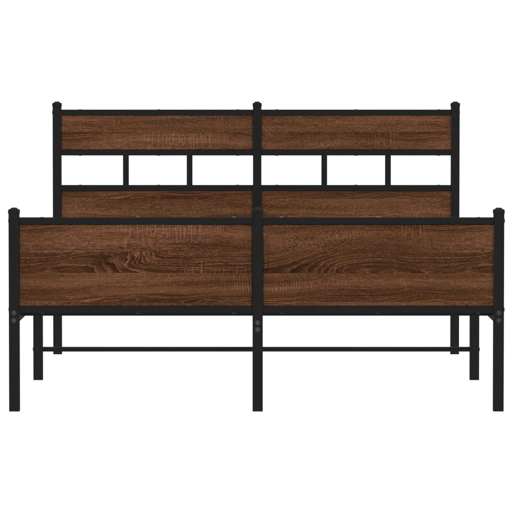 Bed frame without mattress brown oak 140x200 cm wood material