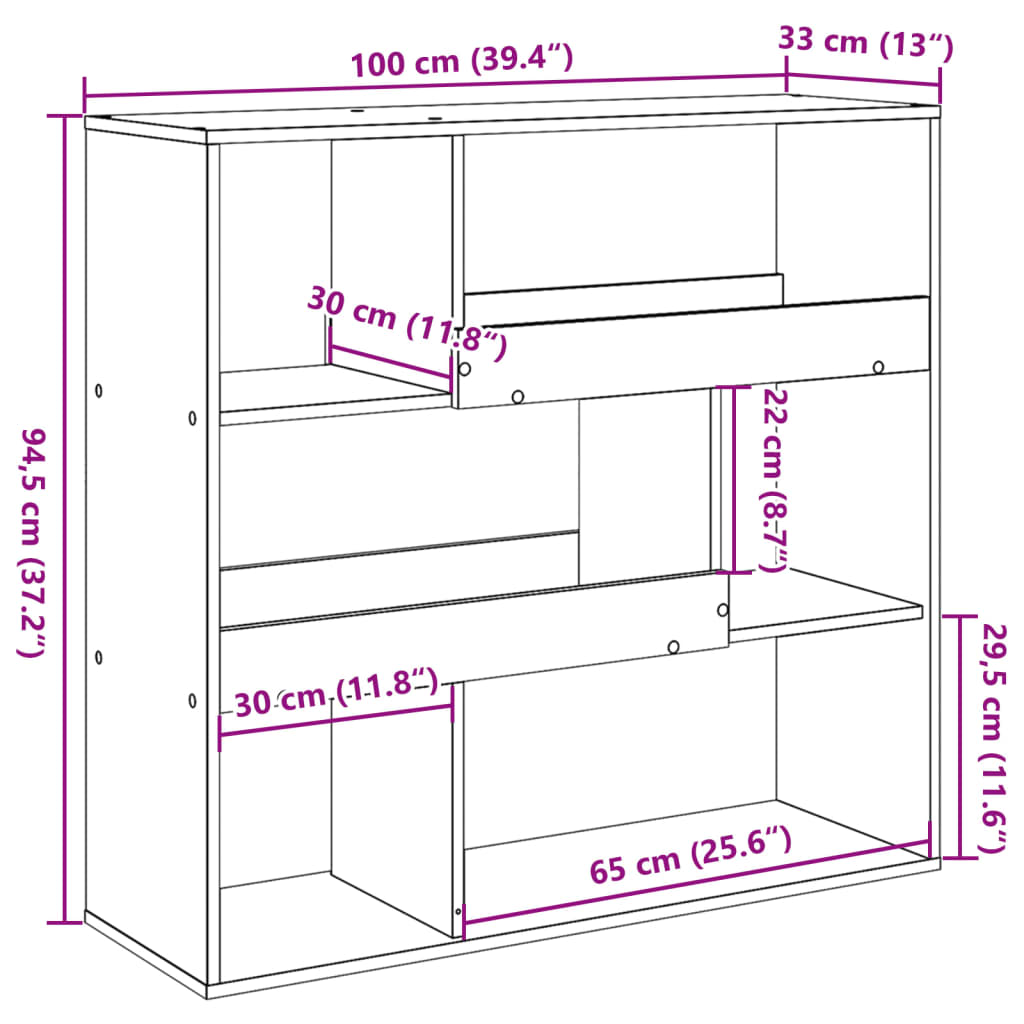 Bookshelf/Room Divider Black 100x33x94.5 cm