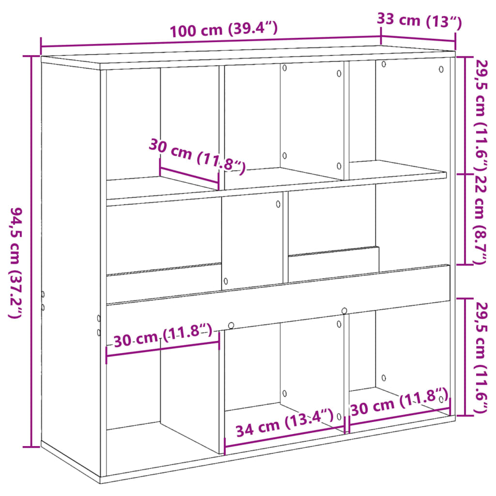 Bookshelf/Room Divider Black 100x33x94.5 cm