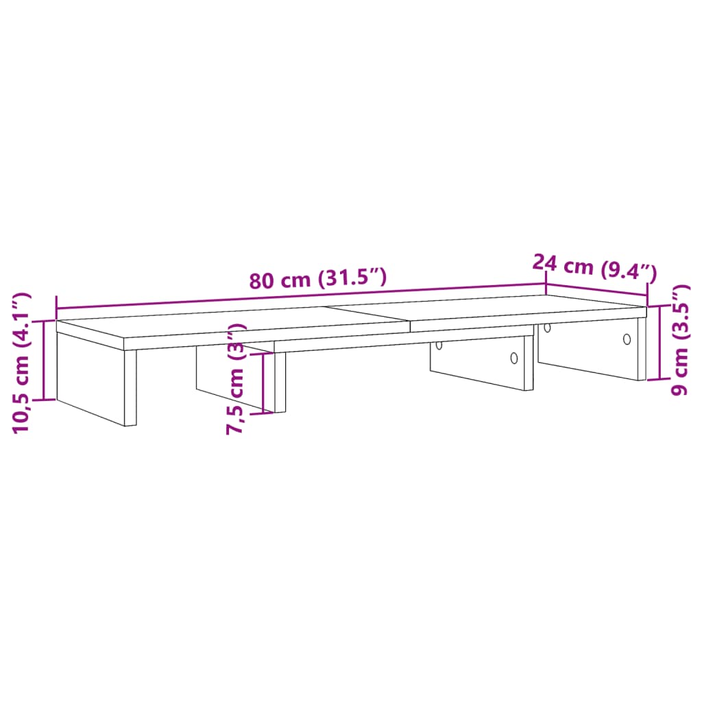 Monitor Stand Adjustable Sonoma Oak 80x24x10.5 cm