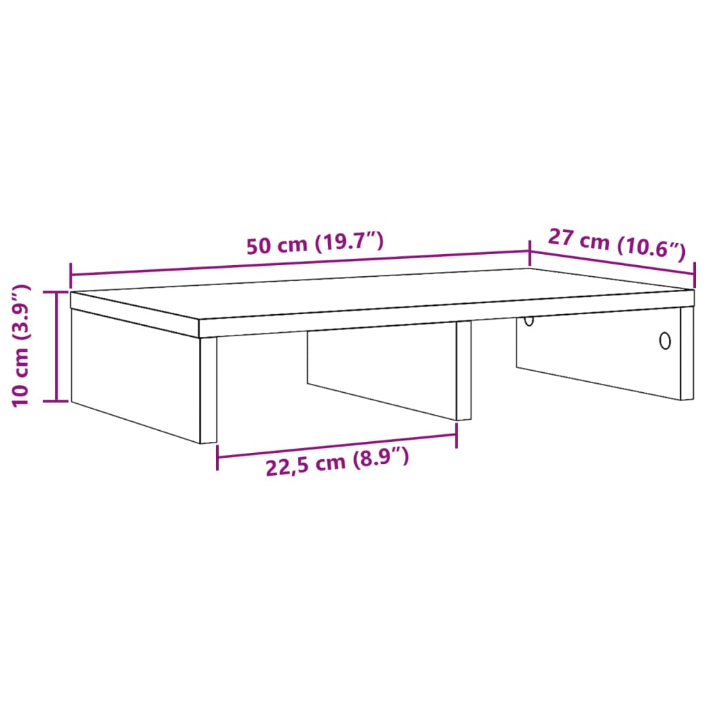 Monitor Stand White 50x27x10 cm Wood Material