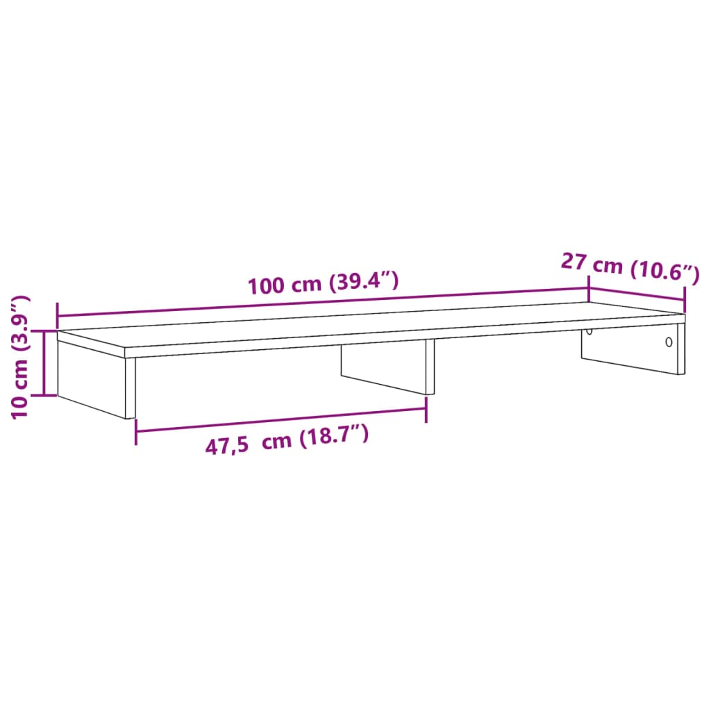 Monitorständer Räuchereiche 100x27x10 cm Holzwerkstoff