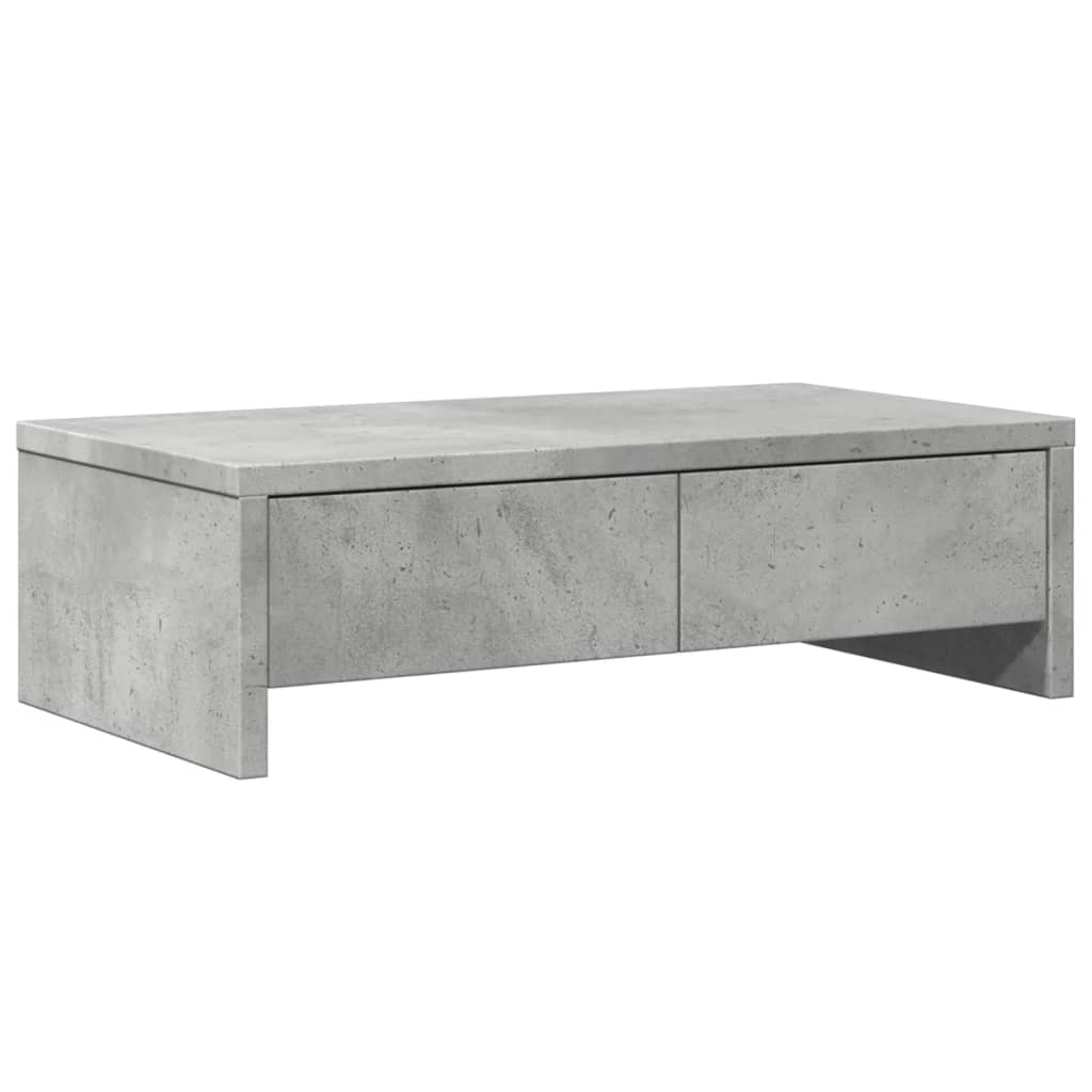 Monitor Stand with Drawers Concrete Grey 50x27x15 cm