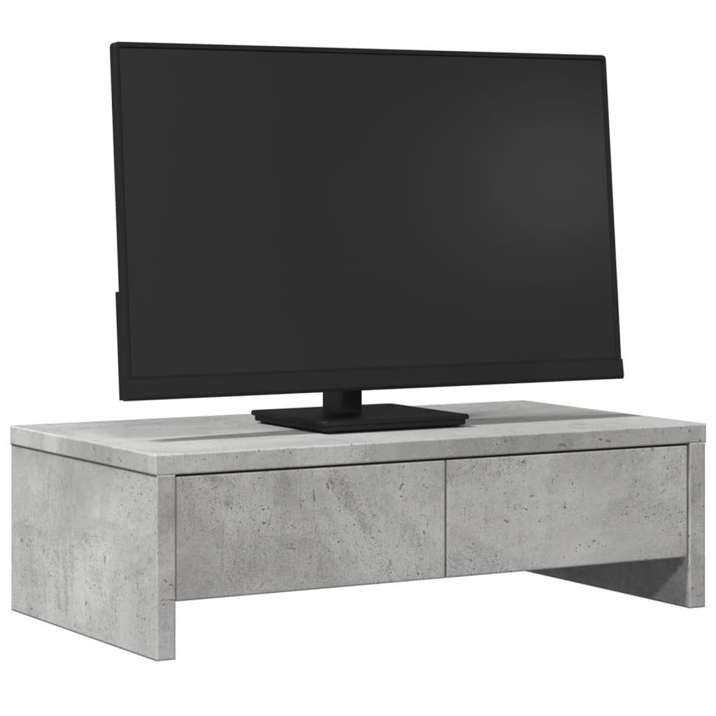 Monitor Stand with Drawers Concrete Grey 50x27x15 cm