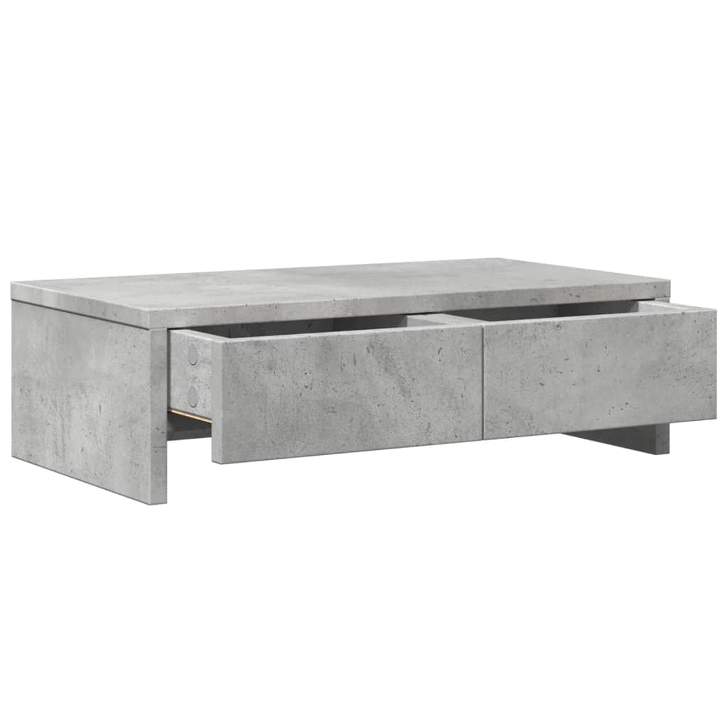 Monitor Stand with Drawers Concrete Grey 50x27x15 cm