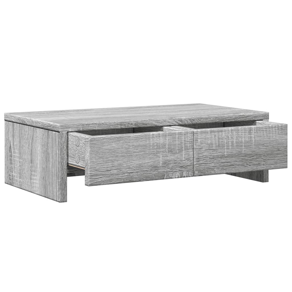 Monitor Stand with Drawers Gray Sonoma 50x27x15 cm