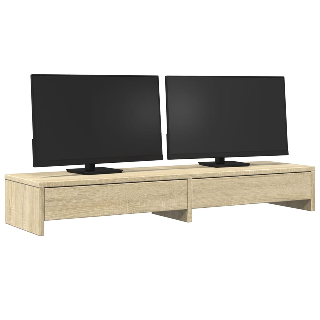 Monitor stand with drawers Sonoma oak 100x27x15 cm