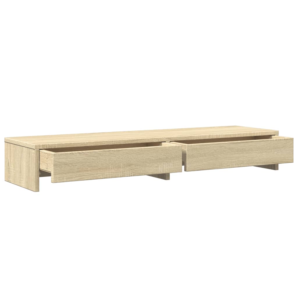 Monitor stand with drawers Sonoma oak 100x27x15 cm