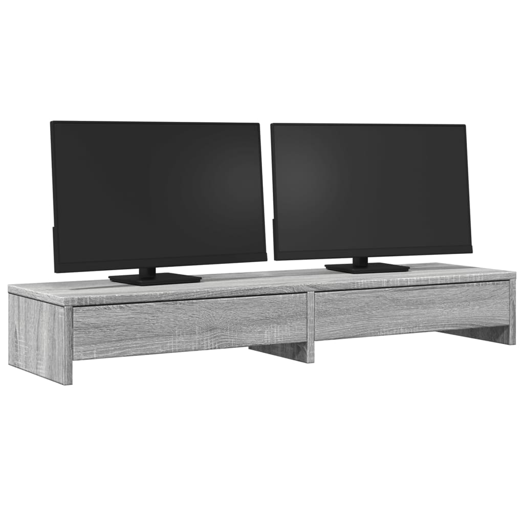 Monitor Stand with Drawers Gray Sonoma 100x27x15 cm