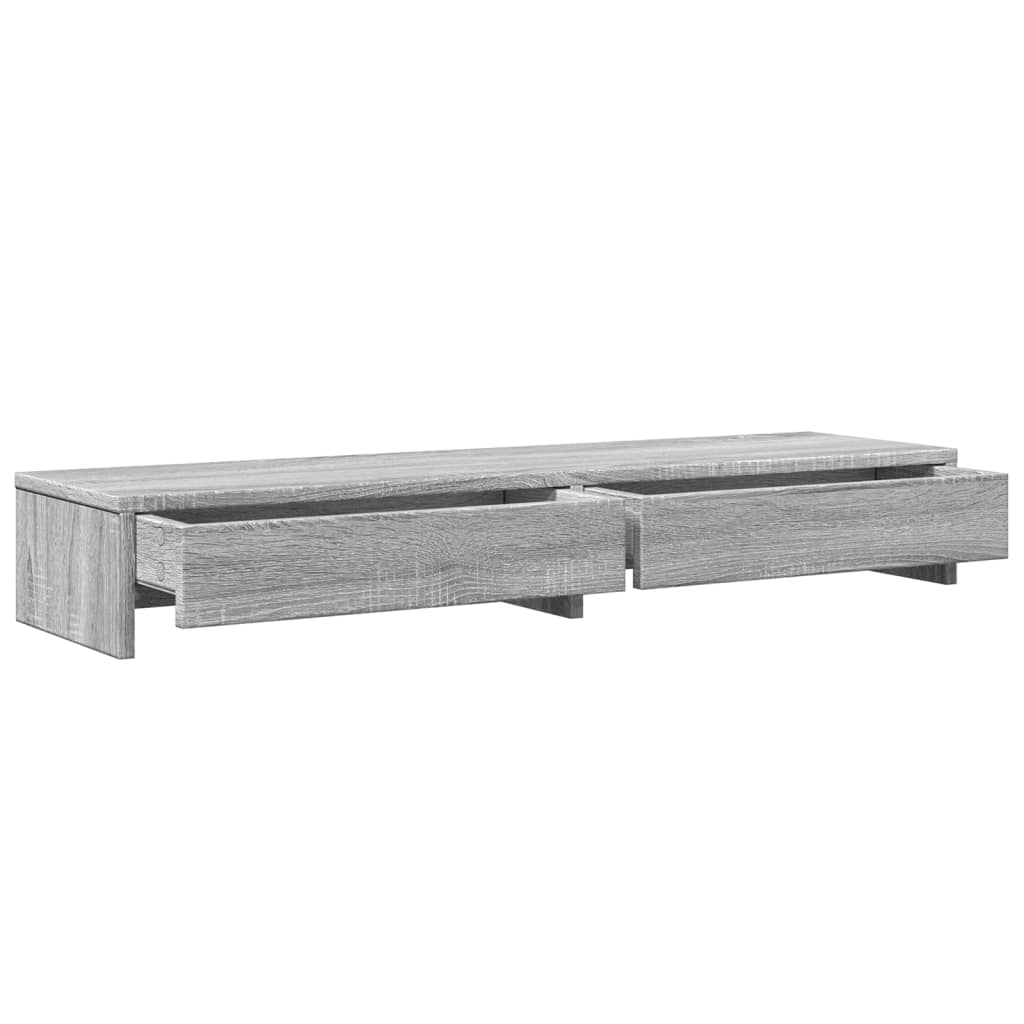 Monitor Stand with Drawers Gray Sonoma 100x27x15 cm