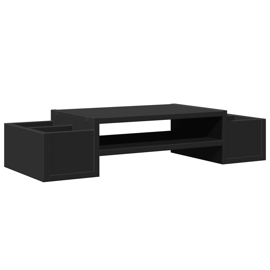 Monitor stand with storage space Black 70x27x15 cm wood material