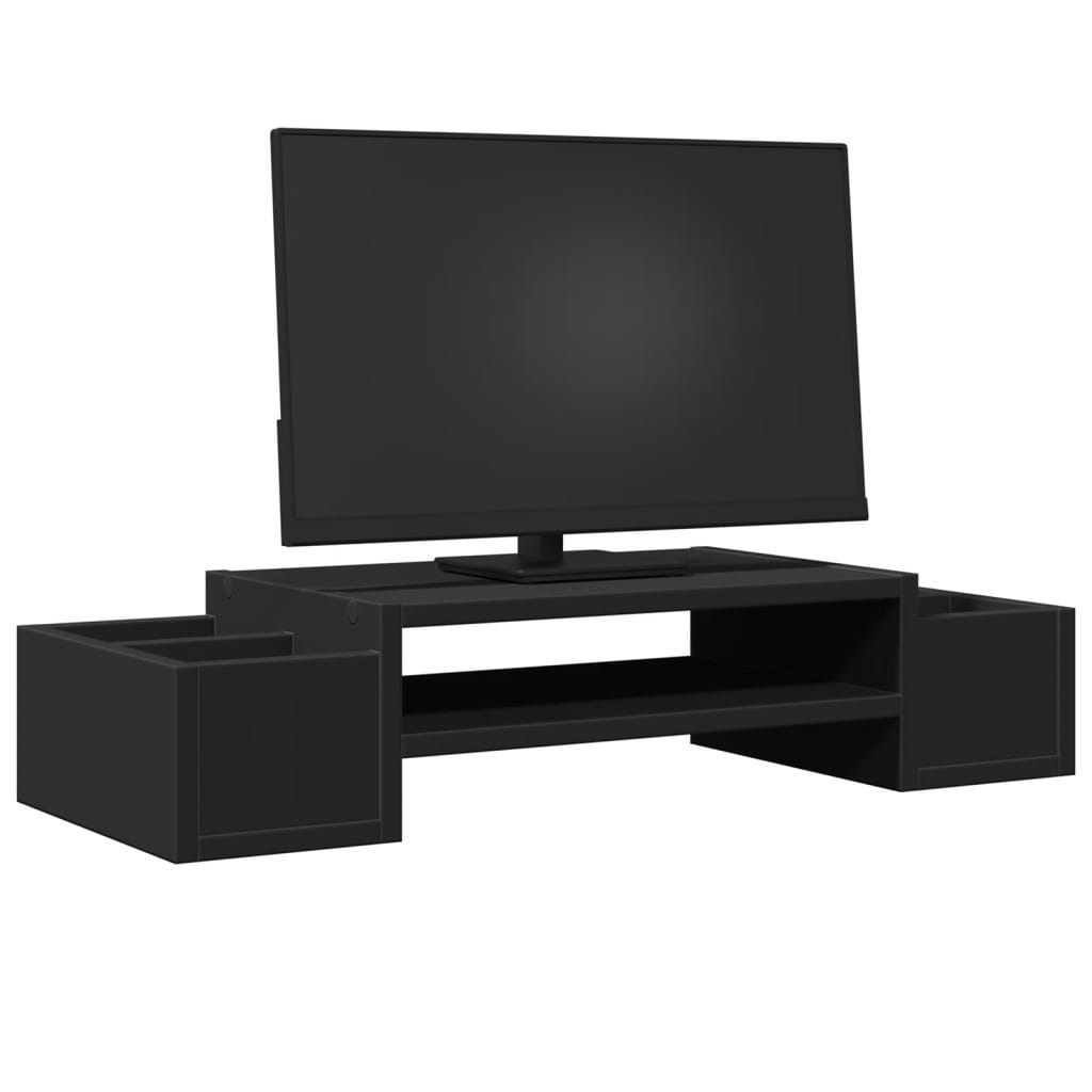 Monitor stand with storage space Black 70x27x15 cm wood material