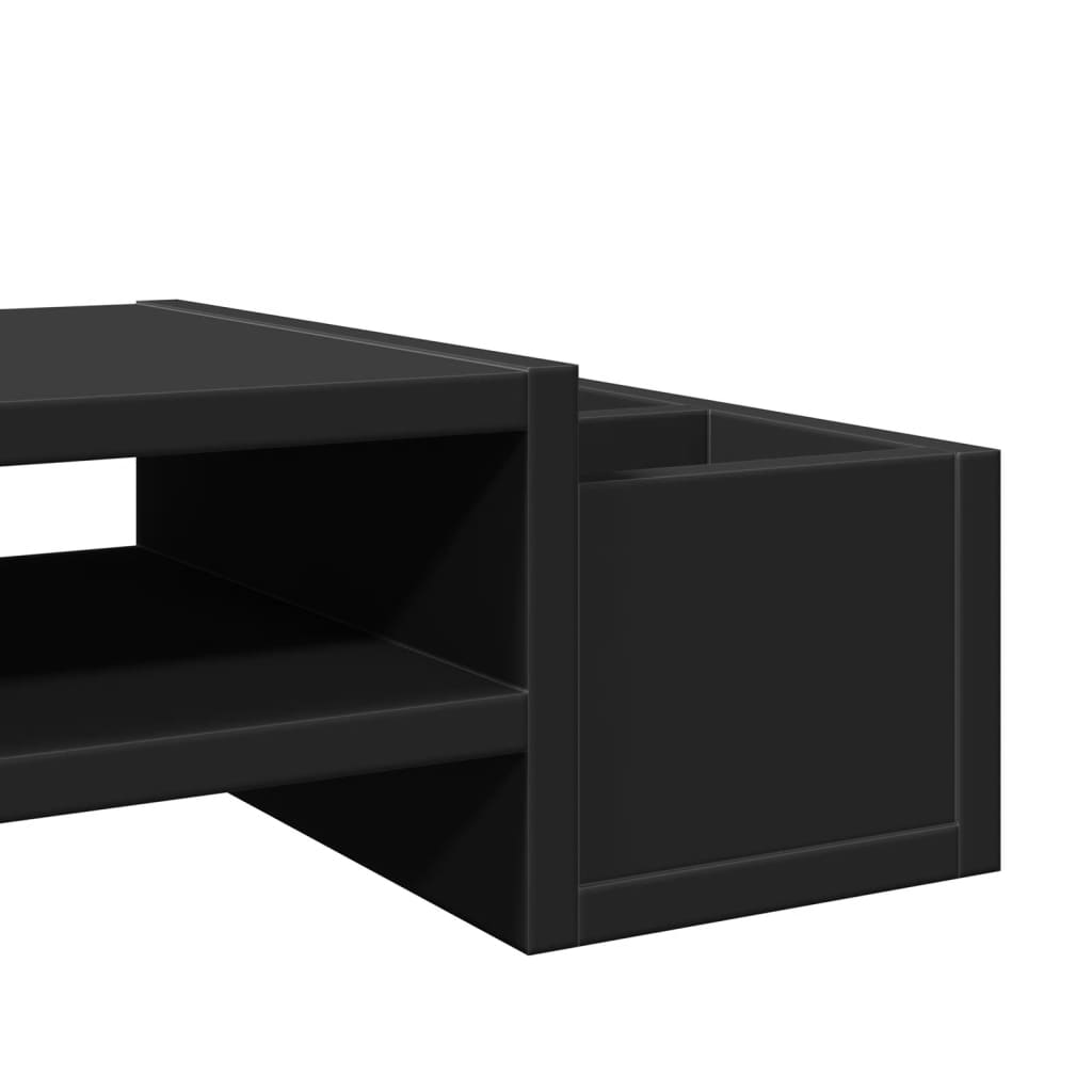 Monitor stand with storage space Black 70x27x15 cm wood material