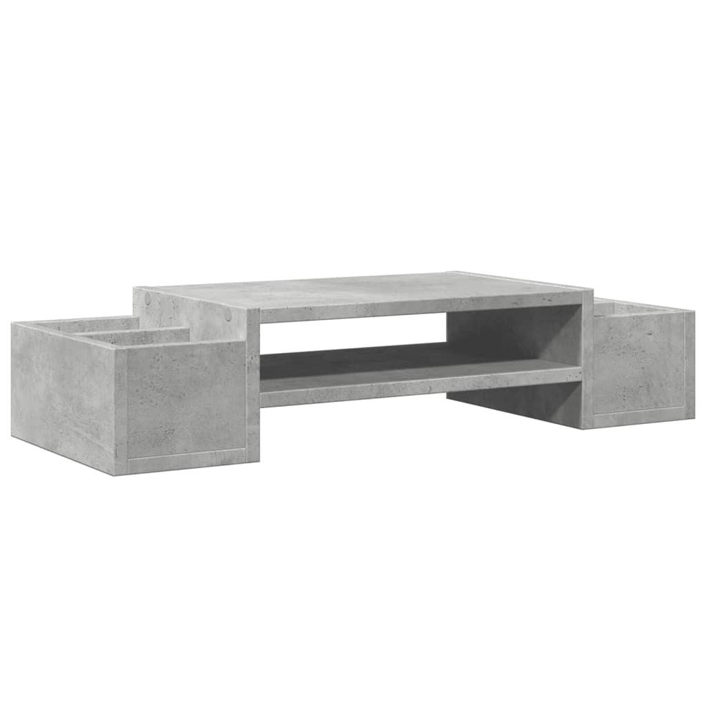 Monitor stand with storage space concrete grey 70x27x15 wood material