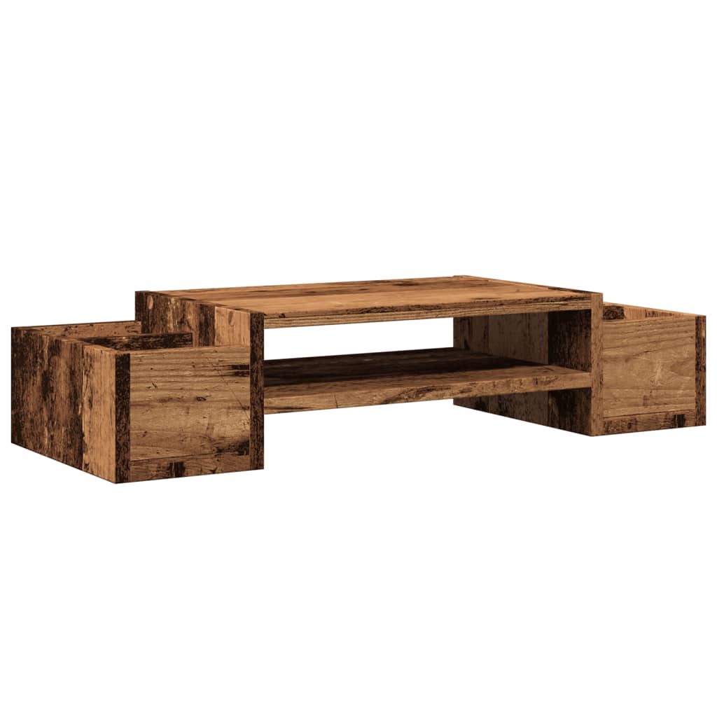 Monitor stand with storage space old wood look 70x27x15 wood material