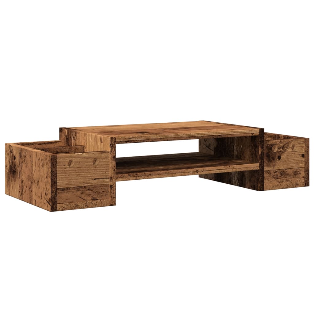 Monitor stand with storage space old wood look 70x27x15 wood material