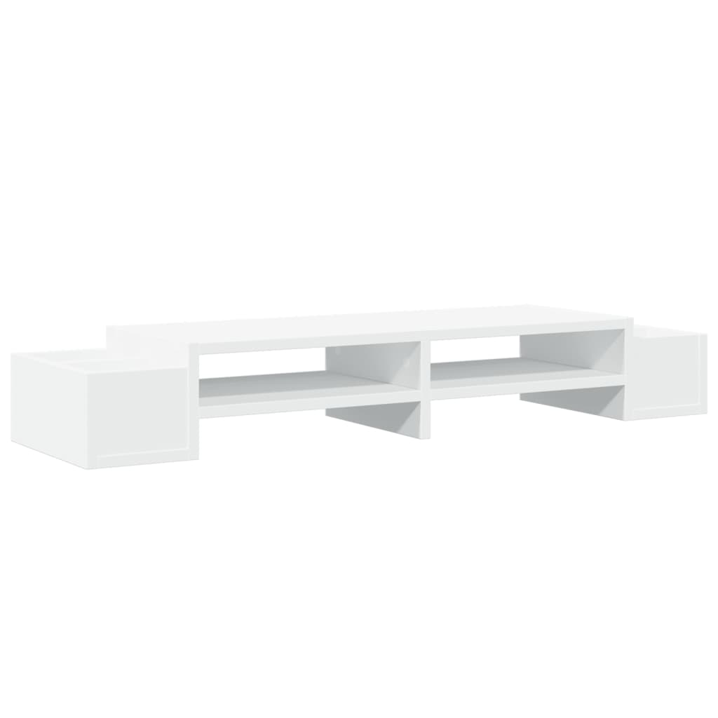 Monitor stand with storage space white 100x27x15 cm wood material