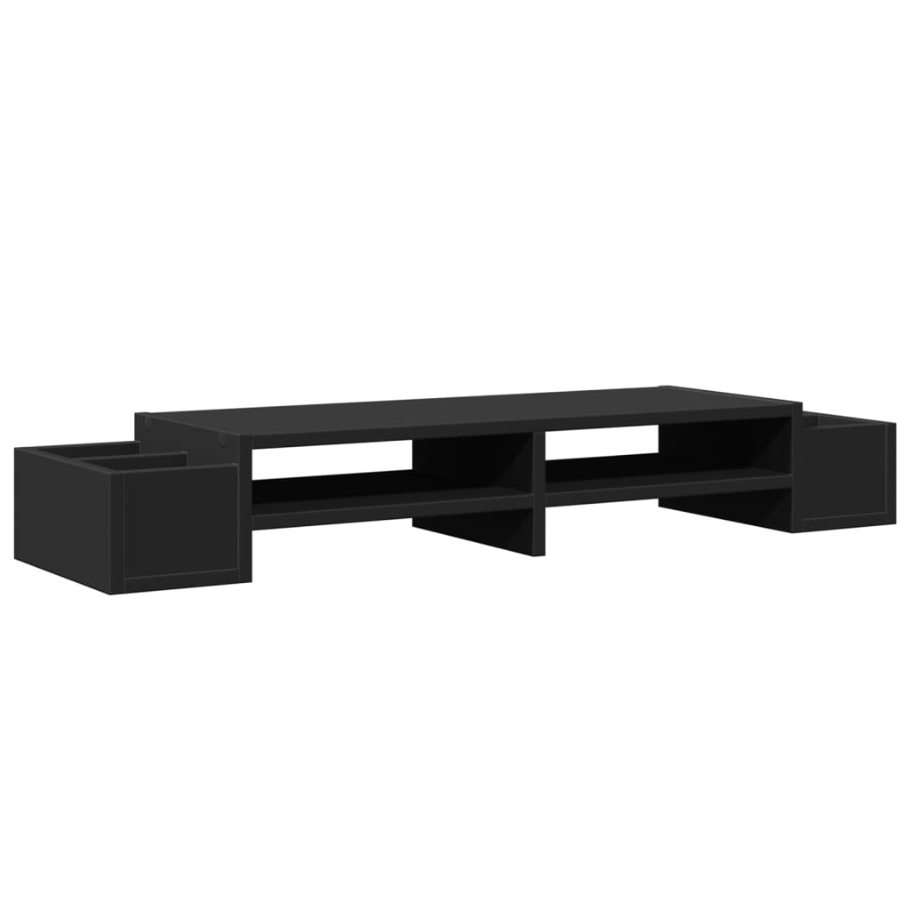 Monitor stand with storage space Black 100x27x15 cm wood material