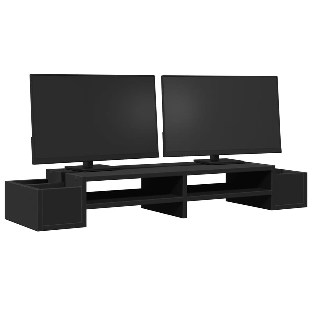 Monitor stand with storage space Black 100x27x15 cm wood material