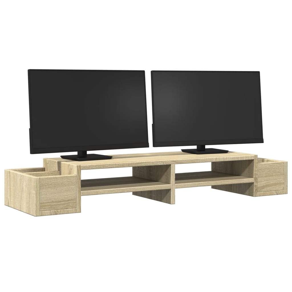 Monitor stand with storage space Sonoma oak 100x27x15 cm