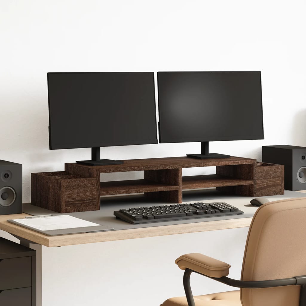 Monitor stand with storage space oak look 100x27x15 cm