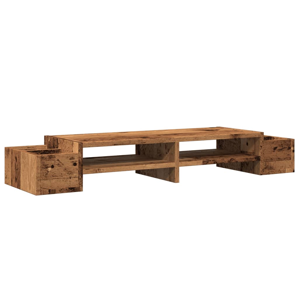 Monitor stand with storage space old wood look 100x27x15 cm