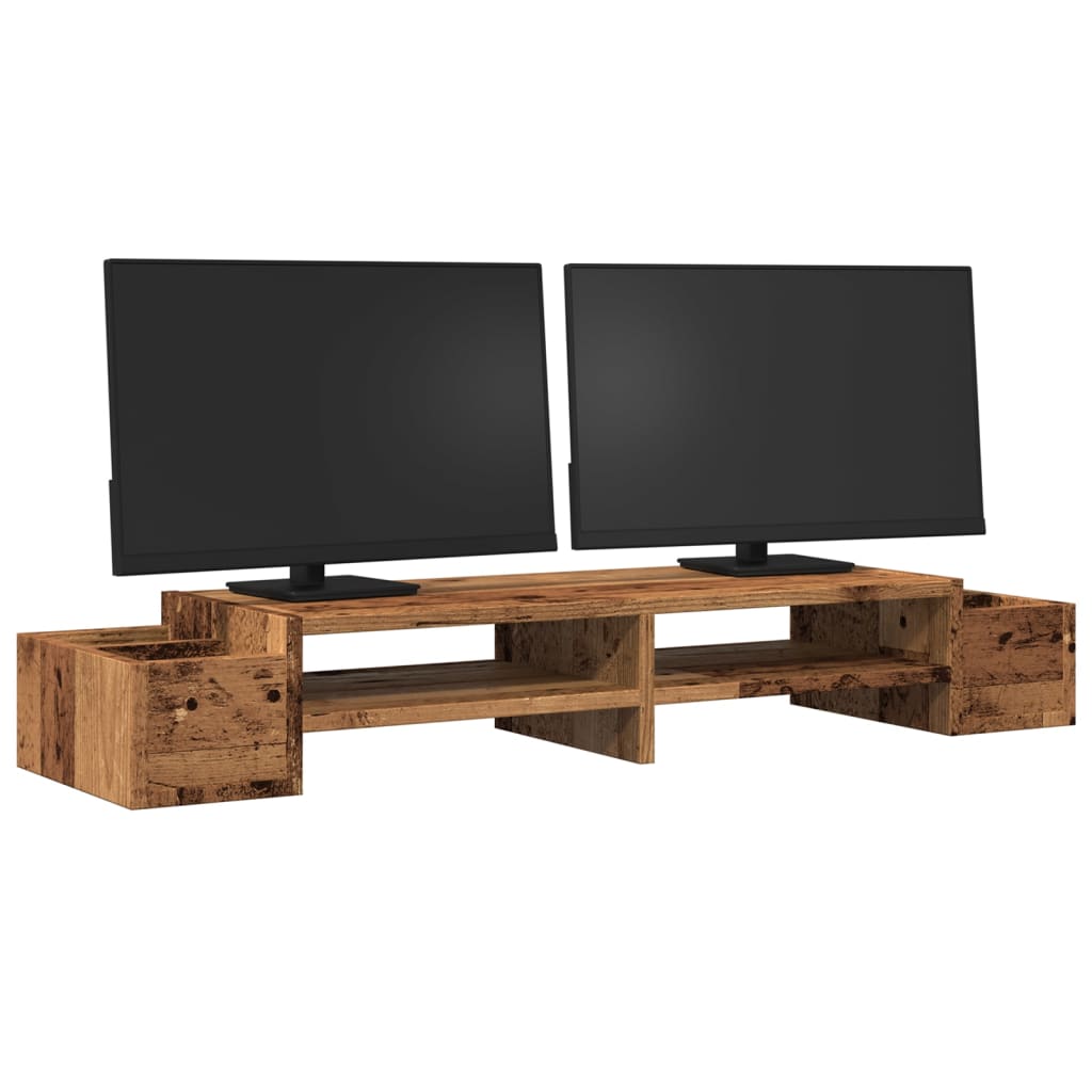 Monitor stand with storage space old wood look 100x27x15 cm