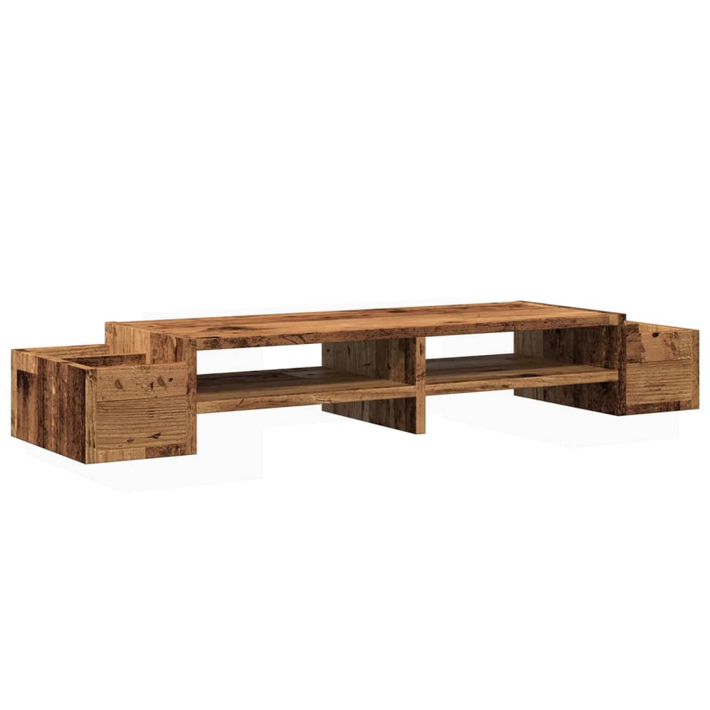 Monitor stand with storage space old wood look 100x27x15 cm