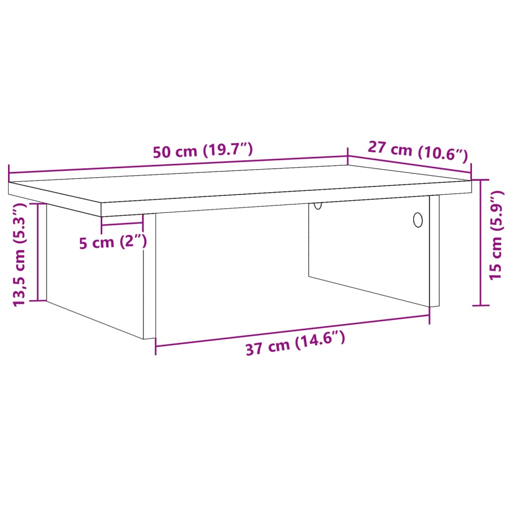 Monitorständer Weiß 50x27x15 cm Holzwerkstoff