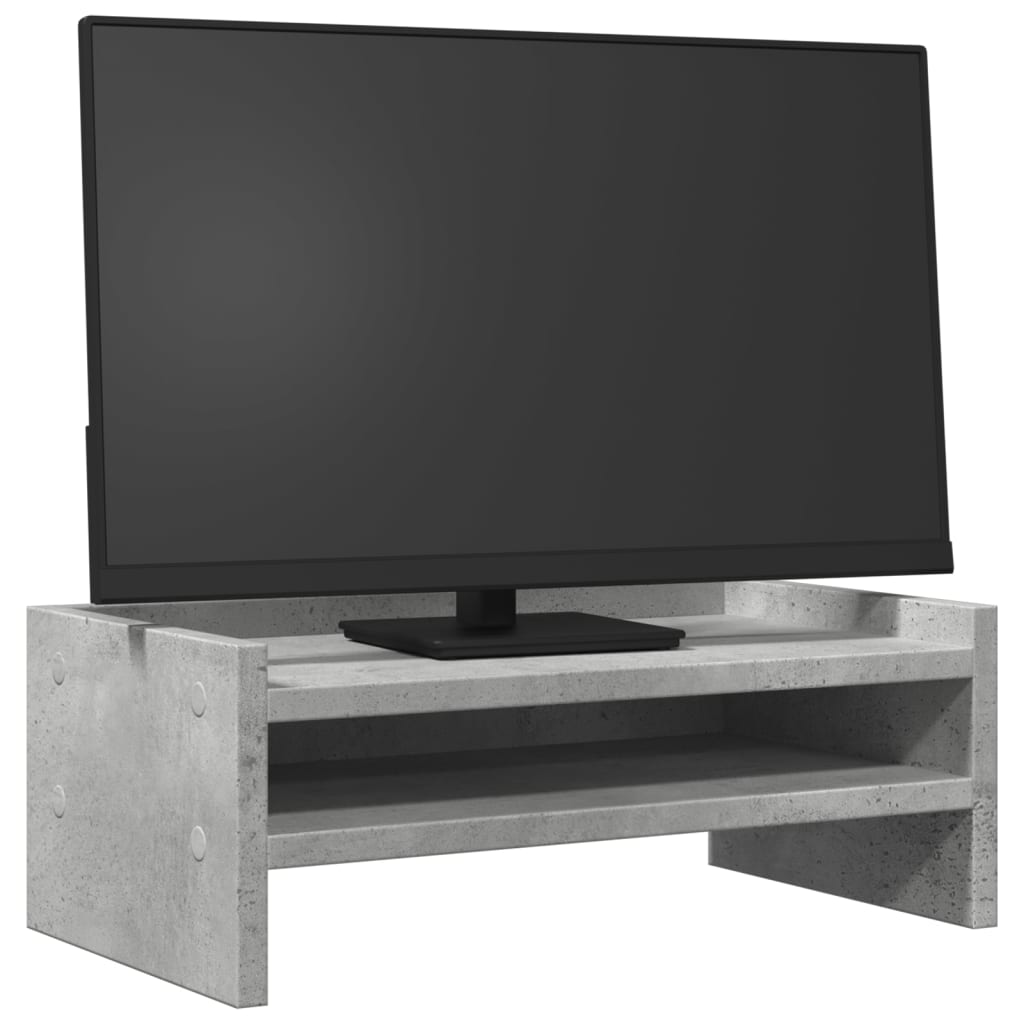 Monitor Stand Concrete Grey 42x24x16 cm Wood Material