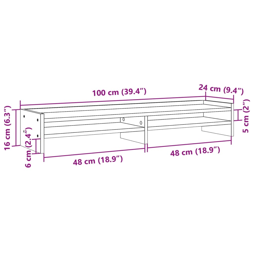 Monitor stand Sonoma oak 100x24x16 cm wood material