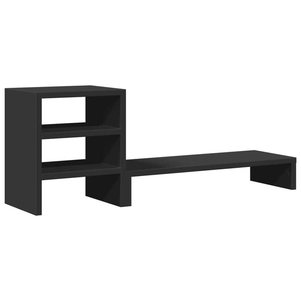 Monitor Stand with Desk Organizer Black Wood Material