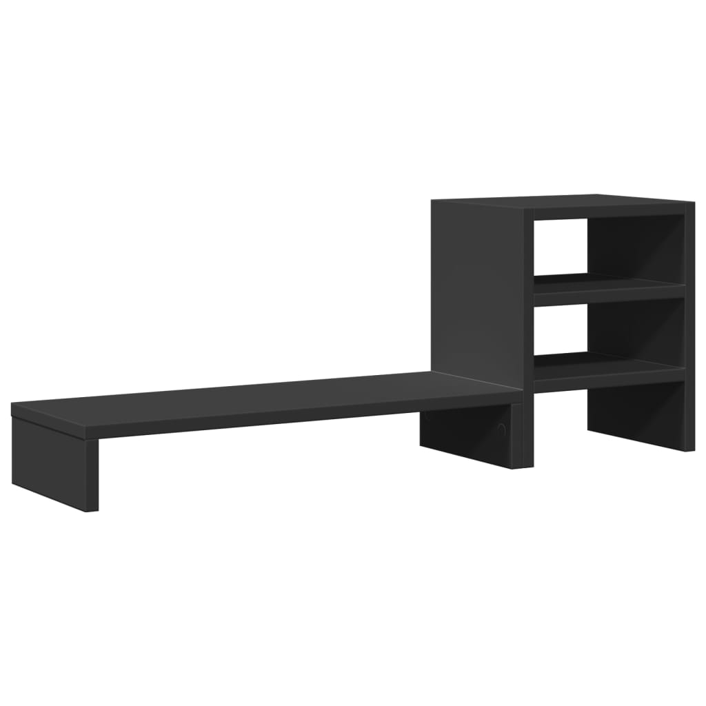 Monitor Stand with Desk Organizer Black Wood Material