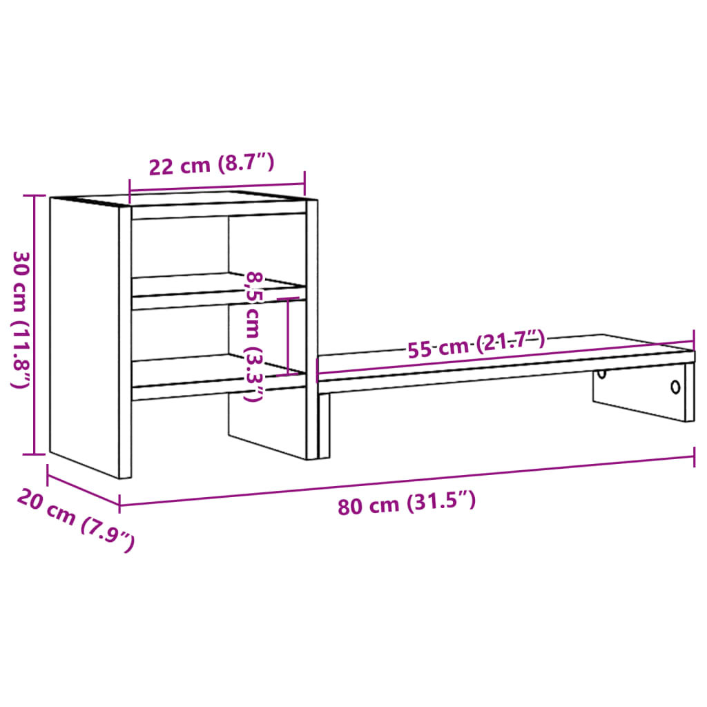 Monitor Stand with Desk Organizer Black Wood Material