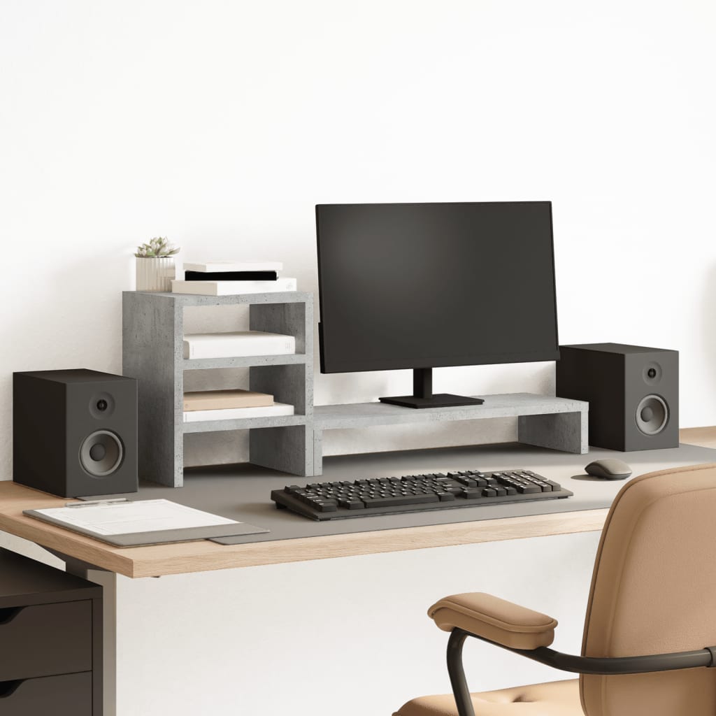 Monitor Stand with Desk Organizer Concrete Gray