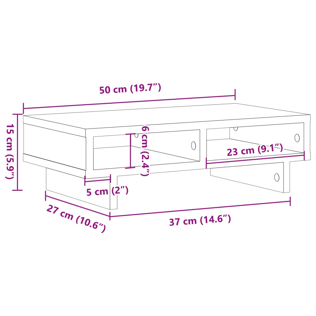 Monitorständer Braun Eichen-Optik 50x27x15 cm Holzwerkstoff