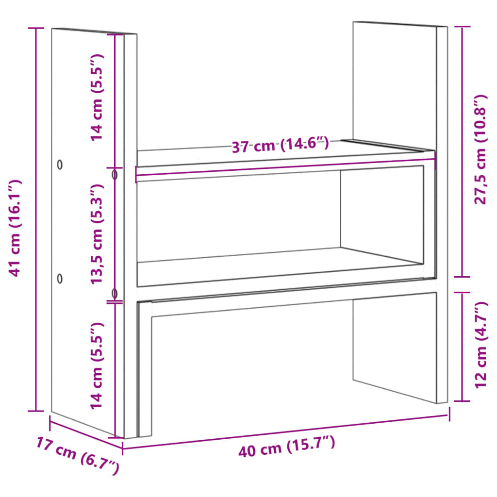 Schreibtisch-Organizer Verstellbar Weiß 40x17x41 cm