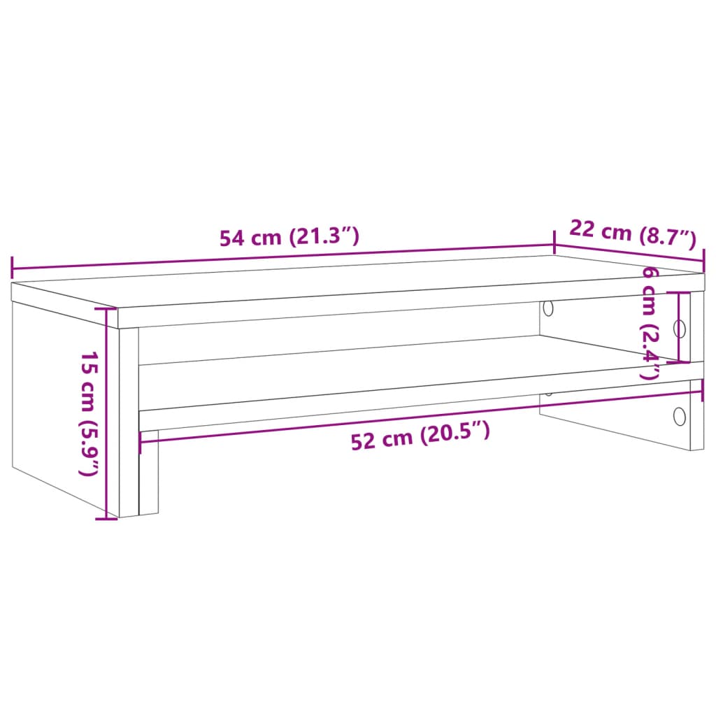 Monitor Stand White 54x22x15 cm Wood Material