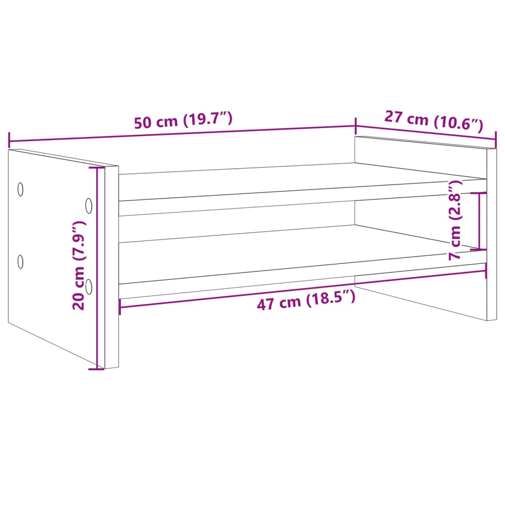 Monitorständer Weiß 50x27x20 cm Holzwerkstoff