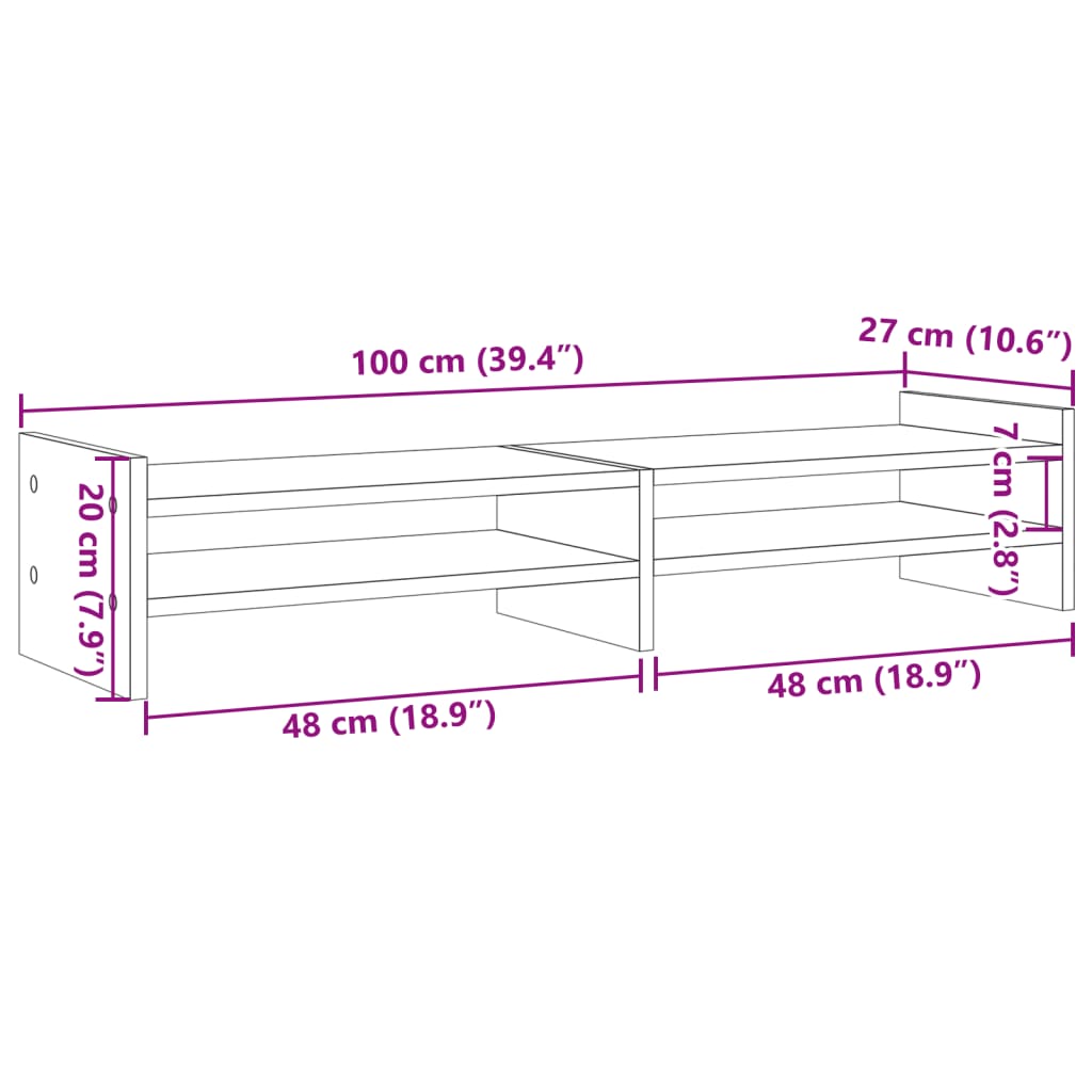 Monitor Stand Brown Oak Look 100x27x20 cm Wood Material