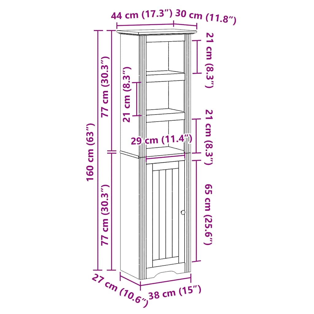 Badschrank BODO Grau 44x30x160 cm