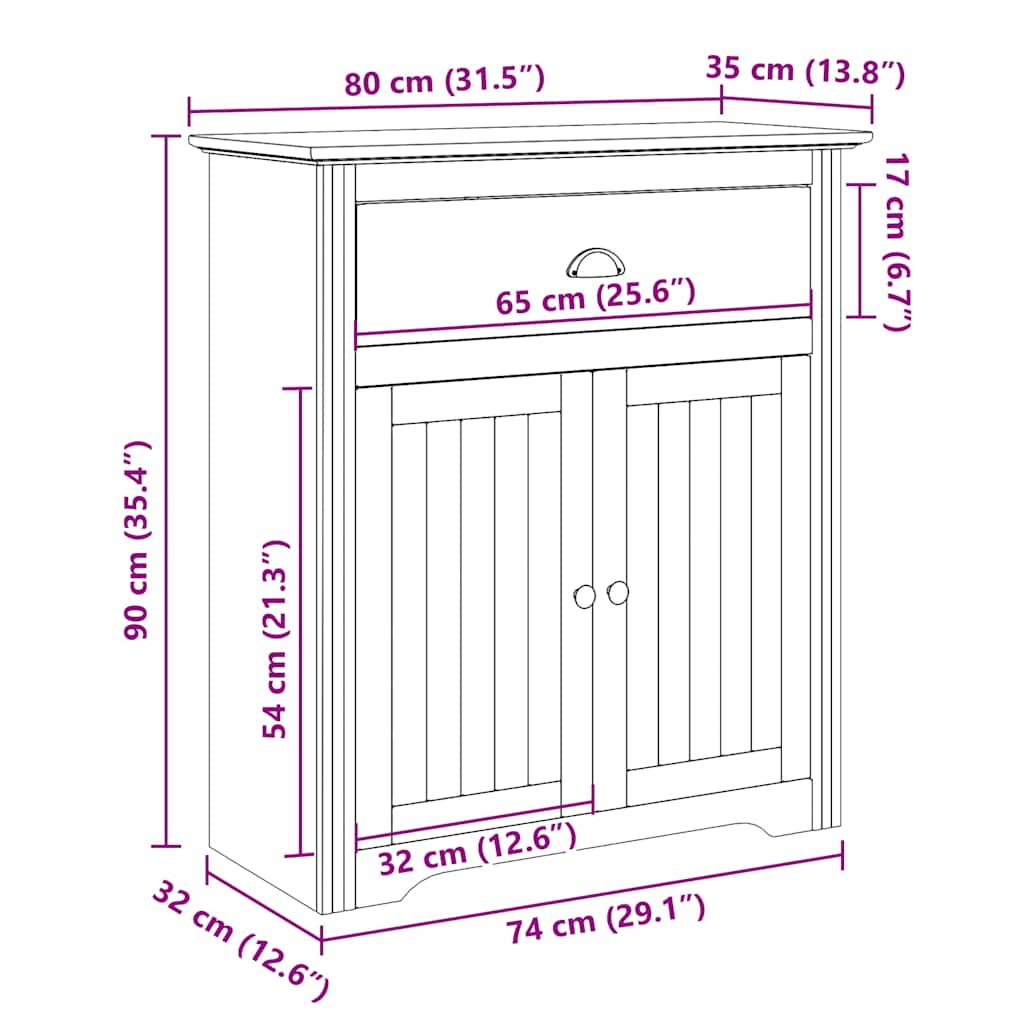 Hallway Cabinet BODO White and Brown 80x35x90 cm