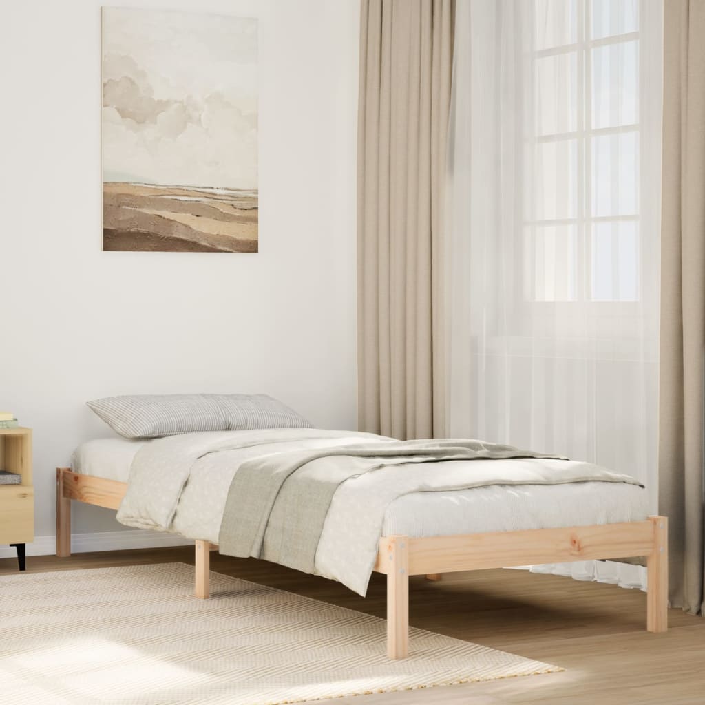 Solid wood bed extra long without mattress 80x210 cm pinewood