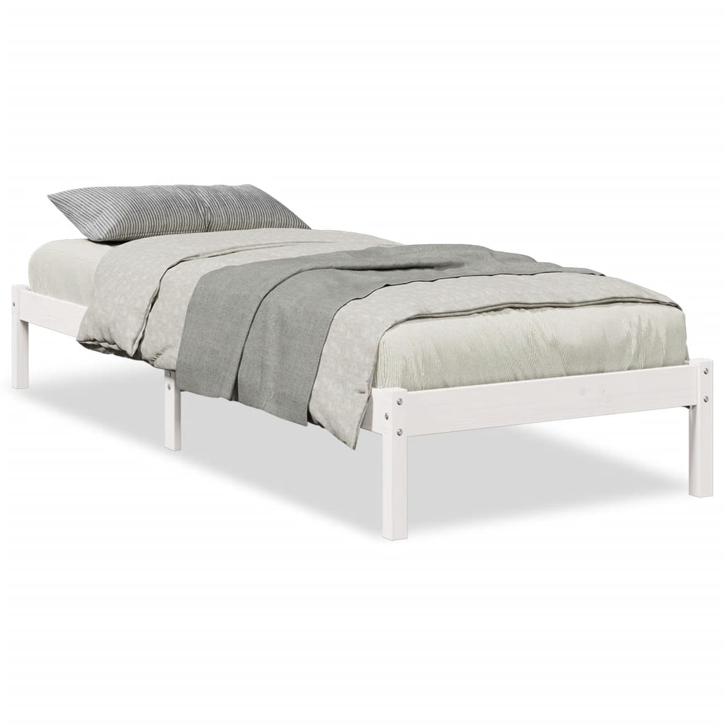 Solid Wood Bed Extra Long without Mattress White 90x210 Pinewood