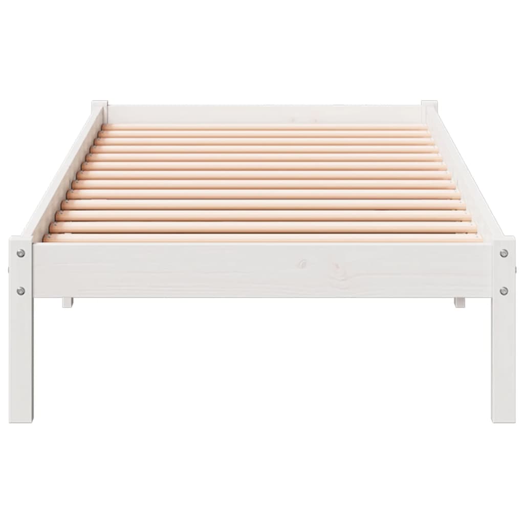 Solid Wood Bed Extra Long without Mattress White 90x210 Pinewood