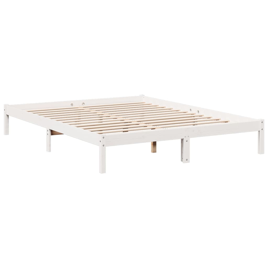 Solid Wood Bed Extra Long without Mattress White 140x210 Pinewood