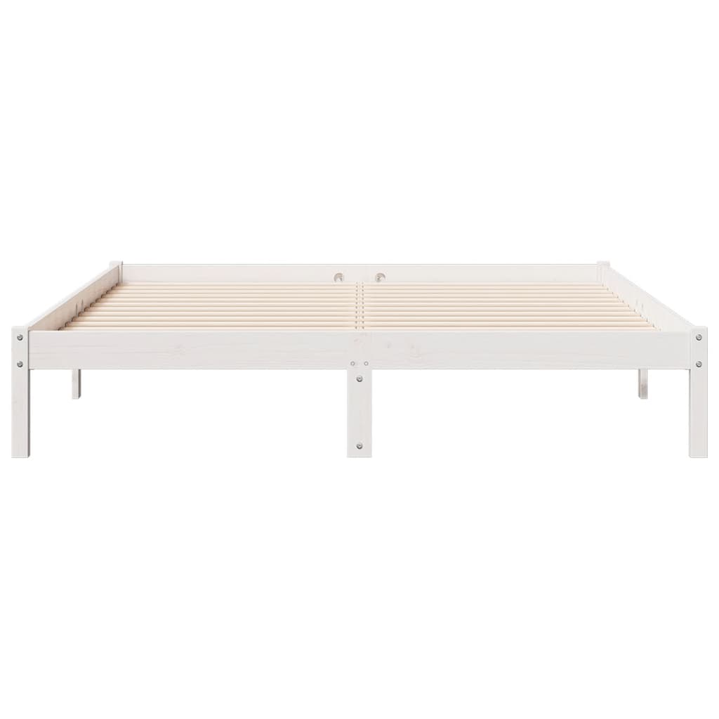 Solid Wood Bed Extra Long without Mattress White 140x210 Pinewood