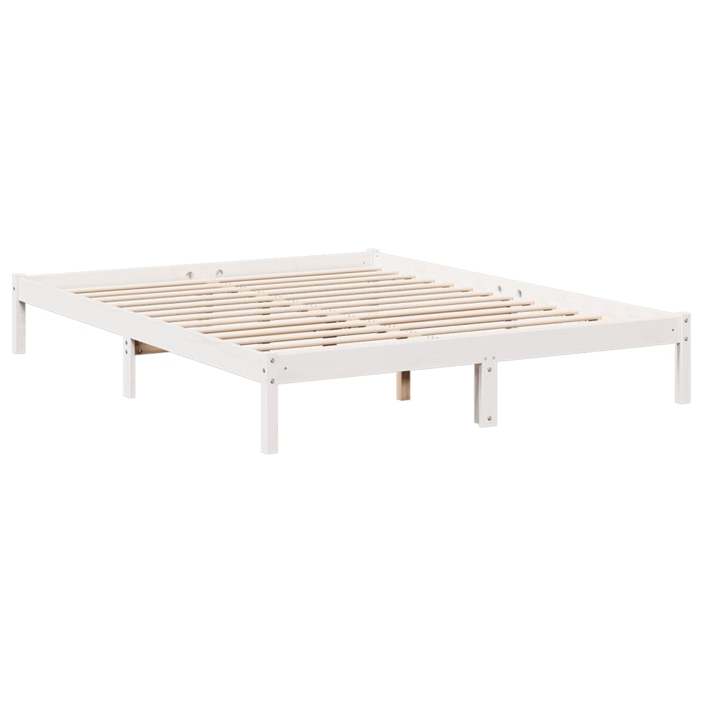 Solid Wood Bed Extra Long without Mattress White 140x210 Pinewood