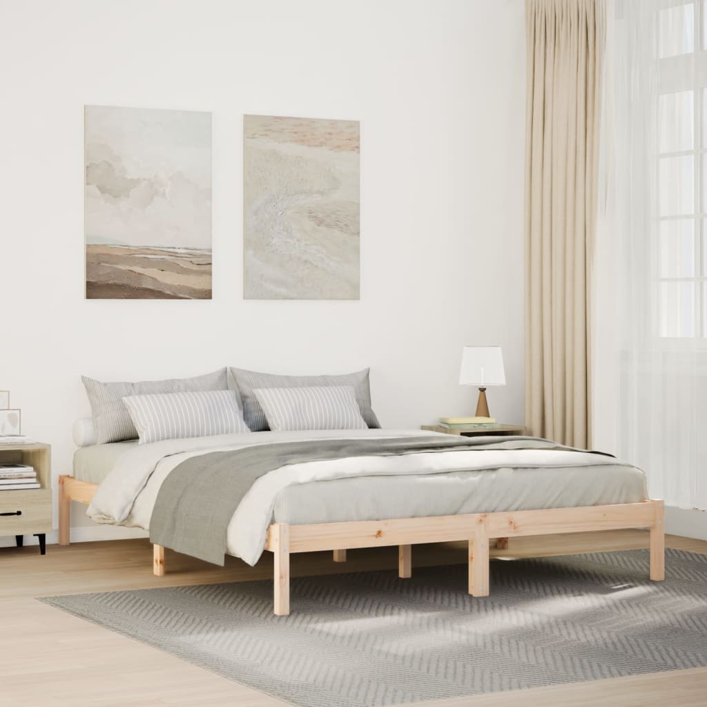 Solid wood bed extra long without mattress 160x210 pinewood