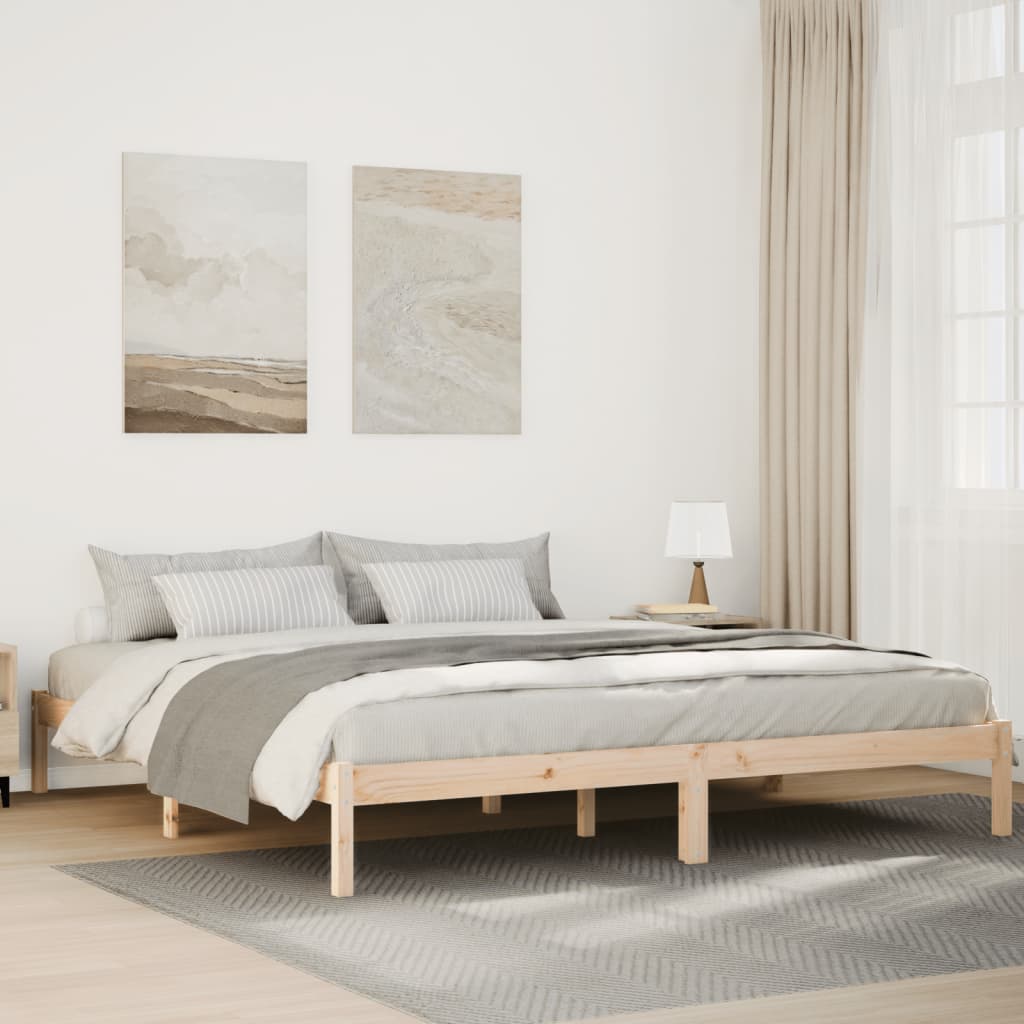 Solid wood bed extra long without mattress 200x210 cm pinewood